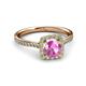 3 - Anne Desire Pink Sapphire and Diamond Two Tone Halo Engagement Ring  