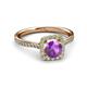 3 - Anne Desire Amethyst and Diamond Two Tone Halo Engagement Ring  