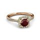 3 - Anne Desire Red Garnet and Diamond Two Tone Halo Engagement Ring  