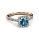 3 - Anne Desire London Blue Topaz and Diamond Two Tone Halo Engagement Ring  
