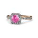 4 - Anne Desire Pink Sapphire and Diamond Two Tone Halo Engagement Ring  
