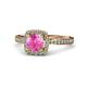 4 - Anne Desire Pink Sapphire and Diamond Two Tone Halo Engagement Ring  