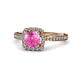 4 - Anne Desire Pink Sapphire and Diamond Halo Engagement Ring  