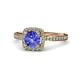 4 - Anne Desire Tanzanite and Diamond Two Tone Halo Engagement Ring  