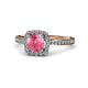 4 - Anne Desire Pink Tourmaline and Diamond Two Tone Halo Engagement Ring  