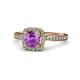 4 - Anne Desire Amethyst and Diamond Two Tone Halo Engagement Ring  