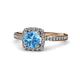 4 - Anne Desire Blue Topaz and Diamond Two Tone Halo Engagement Ring  
