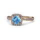 4 - Anne Desire Blue Topaz and Diamond Halo Engagement Ring  