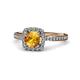 4 - Anne Desire Citrine and Diamond Two Tone Halo Engagement Ring  