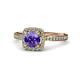 4 - Anne Desire Iolite and Diamond Two Tone Halo Engagement Ring  
