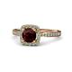 4 - Anne Desire Red Garnet and Diamond Two Tone Halo Engagement Ring  
