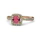 4 - Anne Desire Rhodolite Garnet and Diamond Two Tone Halo Engagement Ring  