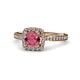 4 - Anne Desire Rhodolite Garnet and Diamond Halo Engagement Ring  