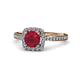 4 - Anne Desire Ruby and Diamond Two Tone Halo Engagement Ring  