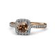 4 - Anne Desire Smoky Quartz and Diamond Two Tone Halo Engagement Ring  
