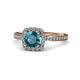 4 - Anne Desire London Blue Topaz and Diamond Two Tone Halo Engagement Ring  