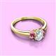 2 - Gemma 7x5 mm Oval Cut Lab Grown Diamond and Pink Tourmaline Trellis Three Stone Engagement Ring 