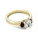 2 - Gemma 8x6 mm Oval Cut Lab Grown Diamond and Red Garnet Trellis Three Stone Engagement Ring 