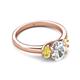 2 - Gemma 8x6 mm Oval Cut Lab Grown Diamond and Yellow Sapphire Trellis Three Stone Engagement Ring 