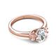 2 - Gemma 8x6 mm Oval Cut Lab Grown Diamond and Morganite Trellis Three Stone Engagement Ring 