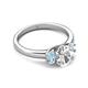 2 - Gemma 8x6 mm Oval Cut Lab Grown Diamond and Aquamarine Trellis Three Stone Engagement Ring 