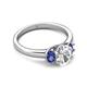 2 - Gemma 8x6 mm Oval Cut Lab Grown Diamond and Iolite Trellis Three Stone Engagement Ring 