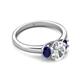 2 - Gemma 8x6 mm Oval Cut Lab Grown Diamond and Blue Sapphire Trellis Three Stone Engagement Ring 