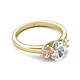 2 - Gemma 8x6 mm Oval Cut Lab Grown Diamond and Morganite Trellis Three Stone Engagement Ring 