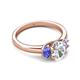 2 - Gemma 8x6 mm Oval Cut Lab Grown Diamond and Tanzanite Trellis Three Stone Engagement Ring 