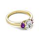 2 - Gemma 8x6 mm Oval Cut Lab Grown Diamond and Amethyst Trellis Three Stone Engagement Ring 
