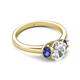 2 - Gemma 8x6 mm Oval Cut Lab Grown Diamond and Iolite Trellis Three Stone Engagement Ring 