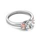 2 - Gemma 8x6 mm Oval Cut Lab Grown Diamond and Morganite Trellis Three Stone Engagement Ring 
