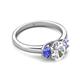 2 - Gemma 8x6 mm Oval Cut Lab Grown Diamond and Tanzanite Trellis Three Stone Engagement Ring 