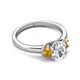 2 - Gemma 8x6 mm Oval Cut Lab Grown Diamond and Citrine Trellis Three Stone Engagement Ring 