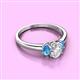 2 - Gemma 7x5 mm Oval Cut GIA Certified Natural Diamond and Blue Topaz Trellis Three Stone Engagement Ring 