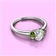 2 - Gemma 7x5 mm Oval Cut GIA Certified Natural Diamond and Peridot Trellis Three Stone Engagement Ring 
