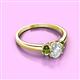 2 - Gemma 7x5 mm Oval Cut GIA Certified Natural Diamond and Peridot Trellis Three Stone Engagement Ring 