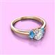 2 - Gemma 7x5 mm Oval Cut GIA Certified Natural Diamond and Blue Topaz Trellis Three Stone Engagement Ring 