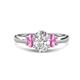 1 - Gemma 8x6 mm Oval Cut GIA Certified Natural Diamond and Pink Sapphire Trellis Three Stone Engagement Ring 