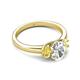 2 - Gemma 8x6 mm Oval Cut GIA Certified Natural Diamond and Yellow Sapphire Trellis Three Stone Engagement Ring 