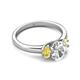 2 - Gemma 8x6 mm Oval Cut GIA Certified Natural Diamond and Yellow Sapphire Trellis Three Stone Engagement Ring 