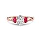 1 - Gemma 8x6 mm Oval Cut GIA Certified Natural Diamond and Ruby Trellis Three Stone Engagement Ring 
