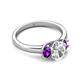 2 - Gemma 8x6 mm Oval Cut GIA Certified Natural Diamond and Amethyst Trellis Three Stone Engagement Ring 