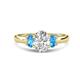 1 - Gemma 8x6 mm Oval Cut GIA Certified Natural Diamond and Blue Topaz Trellis Three Stone Engagement Ring 