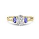 1 - Gemma 8x6 mm Oval Cut GIA Certified Natural Diamond and Tanzanite Trellis Three Stone Engagement Ring 