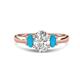 1 - Gemma 8x6 mm Oval Cut GIA Certified Natural Diamond and Turquoise Trellis Three Stone Engagement Ring 