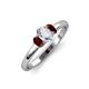 3 - Gemma 7x5 mm Oval Cut GIA Certified Natural Diamond and Red Garnet Trellis Three Stone Engagement Ring 