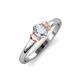 3 - Gemma 7x5 mm Oval Cut GIA Certified Natural Diamond and Morganite Trellis Three Stone Engagement Ring 
