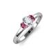 3 - Gemma 7x5 mm Oval Cut GIA Certified Natural Diamond and Pink Tourmaline Trellis Three Stone Engagement Ring 
