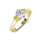 3 - Gemma 8x6 mm Oval Cut GIA Certified Natural Diamond and Yellow Sapphire Trellis Three Stone Engagement Ring 